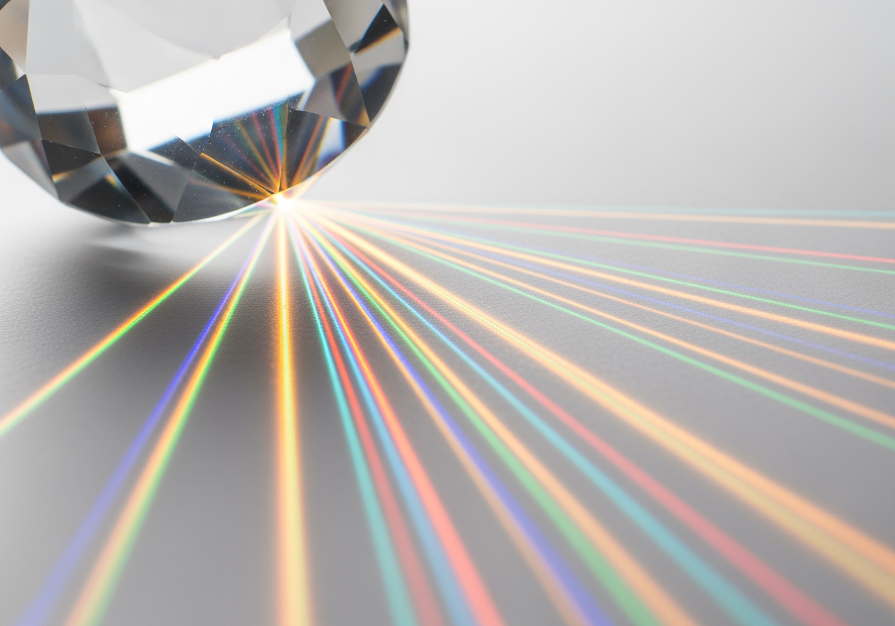4K 업스케일링 선명도를 상징하는 프리즘의 매크로 샷