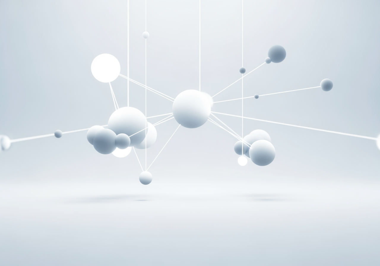 파일 공유를 나타내는 빛줄기로 연결된 추상적인 디지털 네트워크 노드