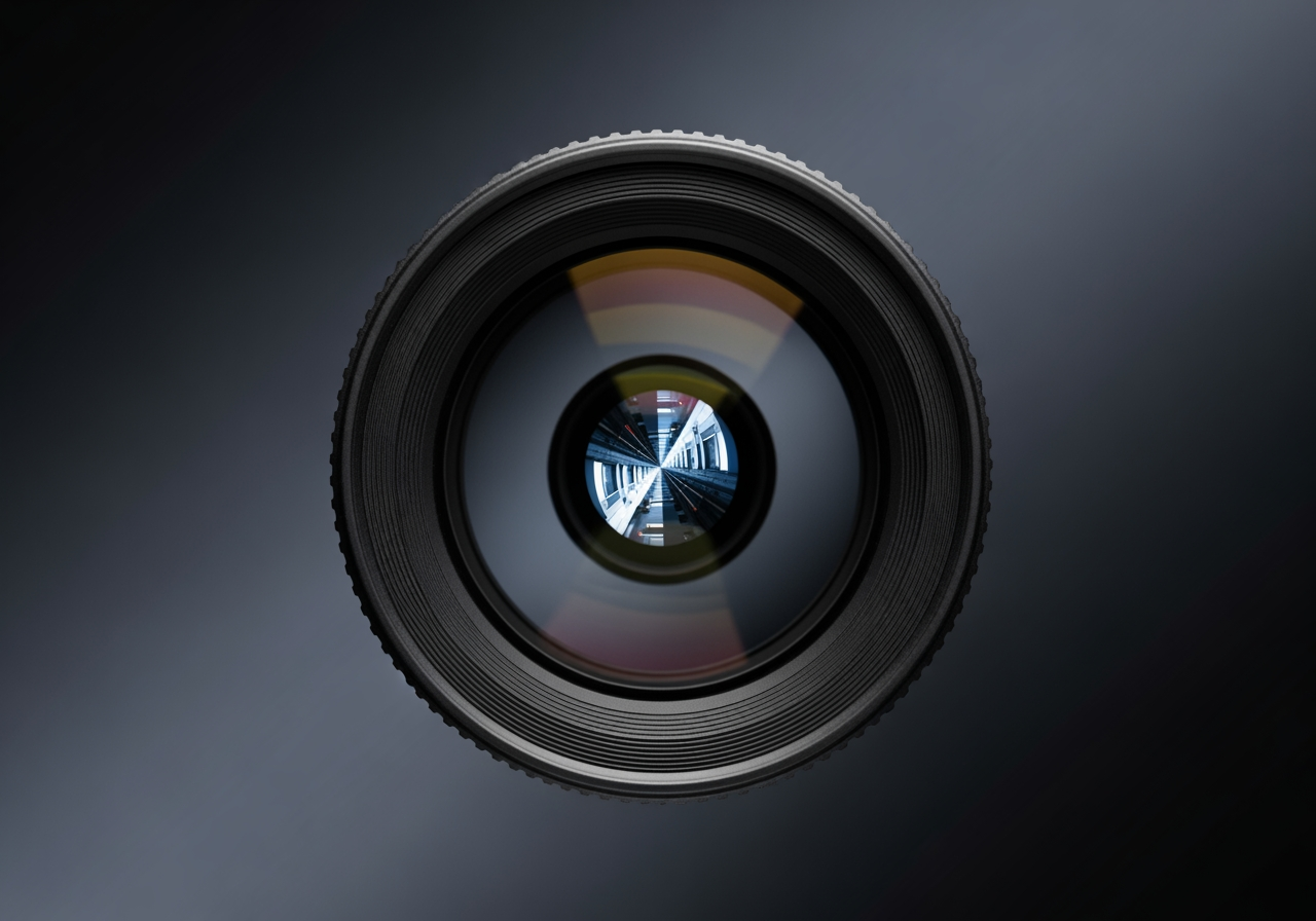 고해상도 4K 화질을 상징하는 선명한 카메라 렌즈의 매크로 샷