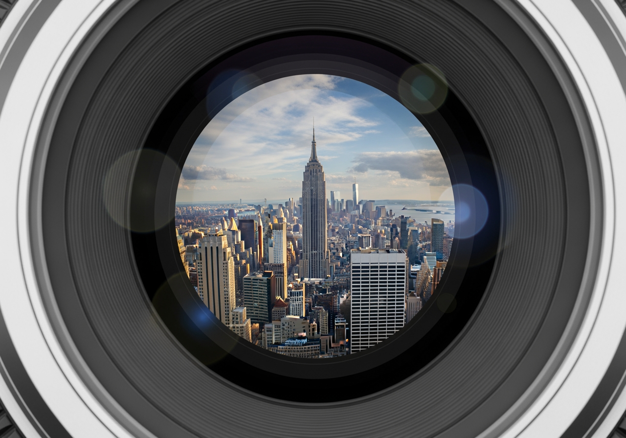 선명한 4K 해상도를 보여주는 카메라 렌즈의 클로즈업