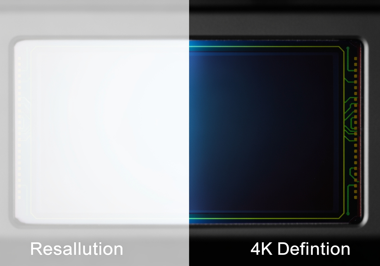 Representação visual do upscaling 4K restaurando a clareza e nitidez do vídeo