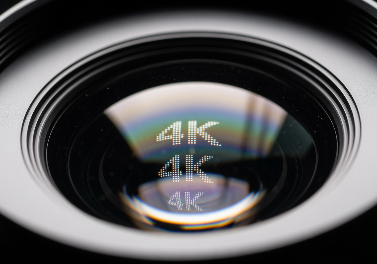 높은 선명도와 디테일을 보여주는 카메라 렌즈 유리 매크로 사진