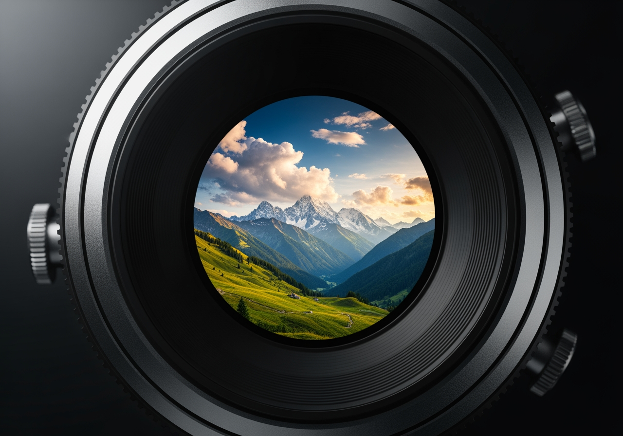 고화질 풍경을 보여주는 카메라 렌즈의 매크로 샷