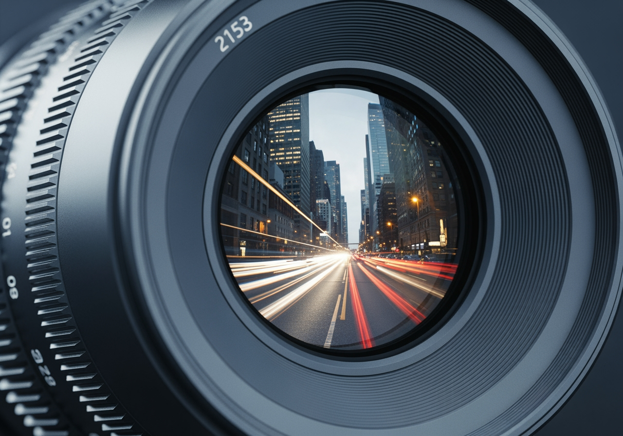 4K 고화질 비디오 해상도를 나타내는 카메라 렌즈 클로즈업