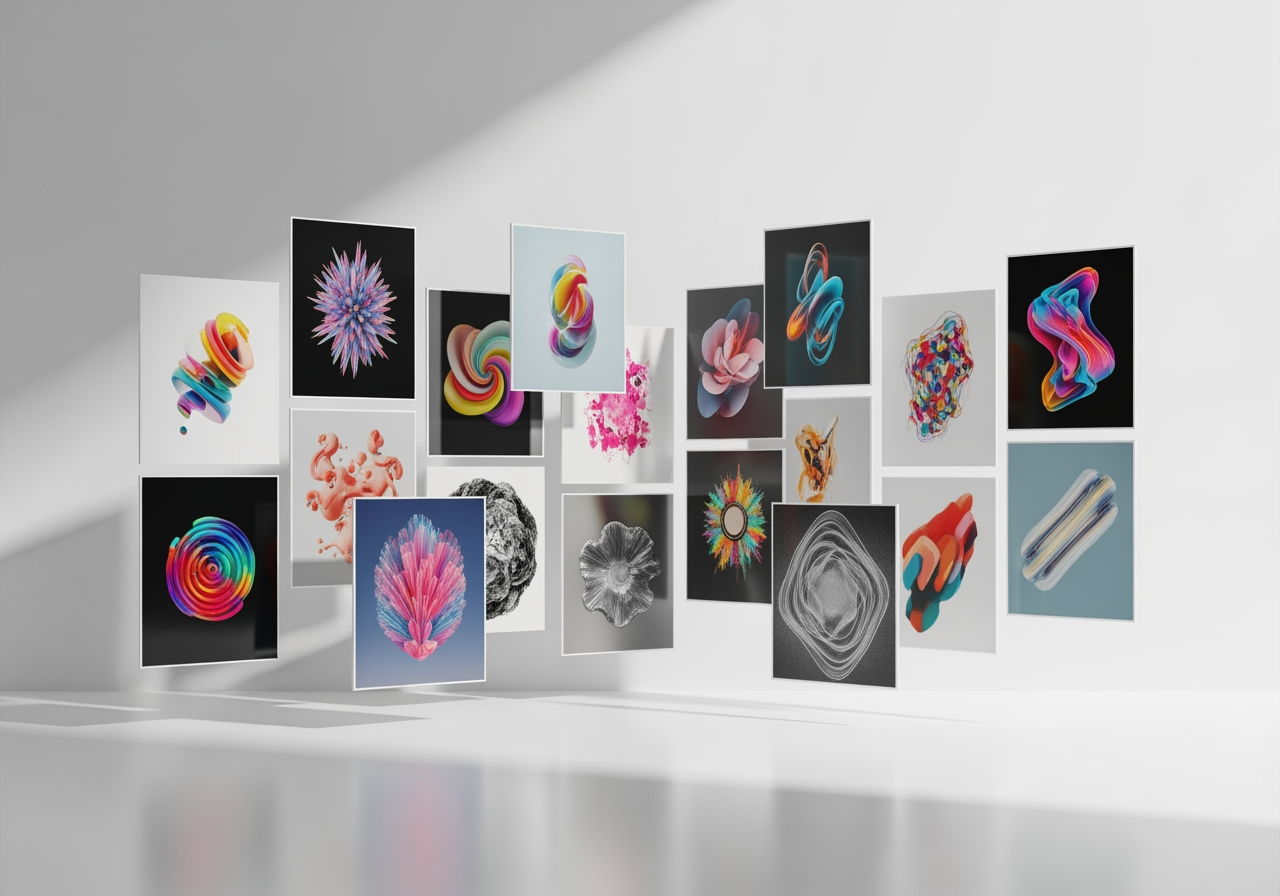 공중에 떠 있는 고품질 4K 추상 앨범 아트 프린트 컬렉션