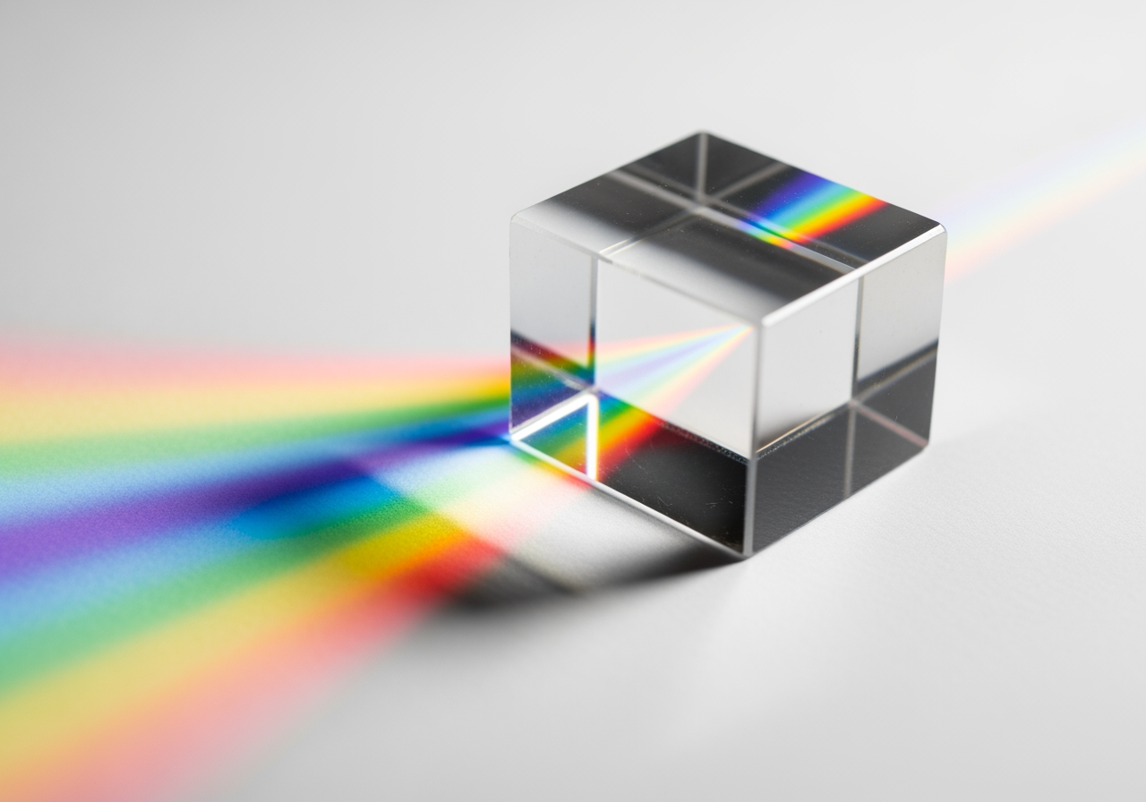 고화질 4K 선명도를 보여주는 수정 프리즘의 매크로 샷