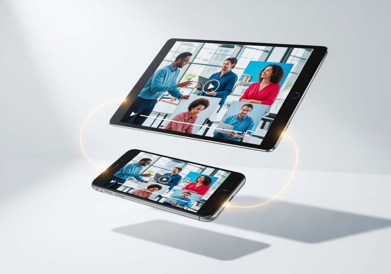 공유된 고품질 비디오 콘텐츠를 표시하는 디지털 장치들