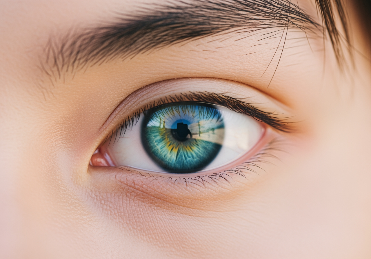 4K 업스케일링 화질을 보여주는 애니메이션 소년의 눈 초근접 촬영