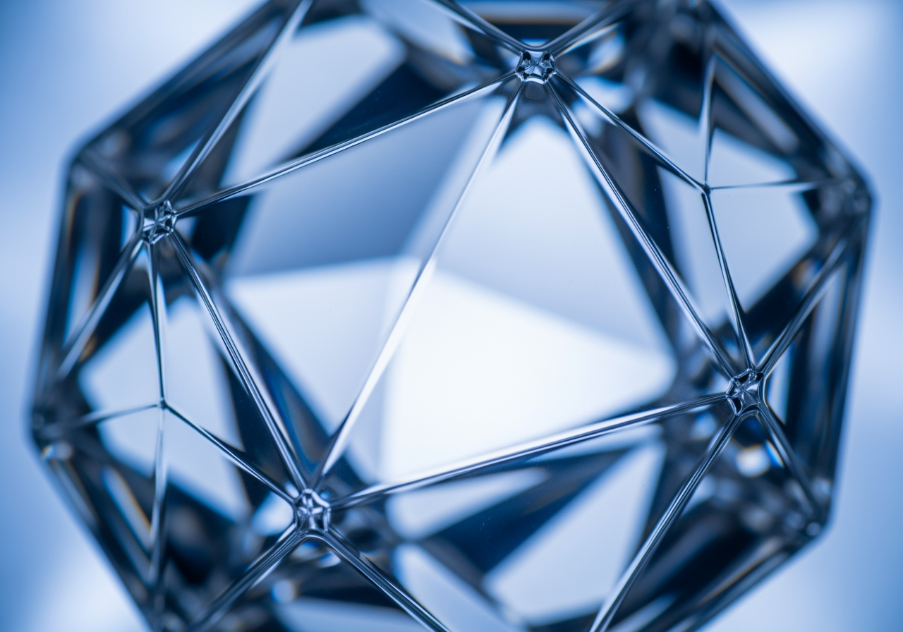 고해상도 4K 화질을 상징하는 수정처럼 맑은 기하학적 구조