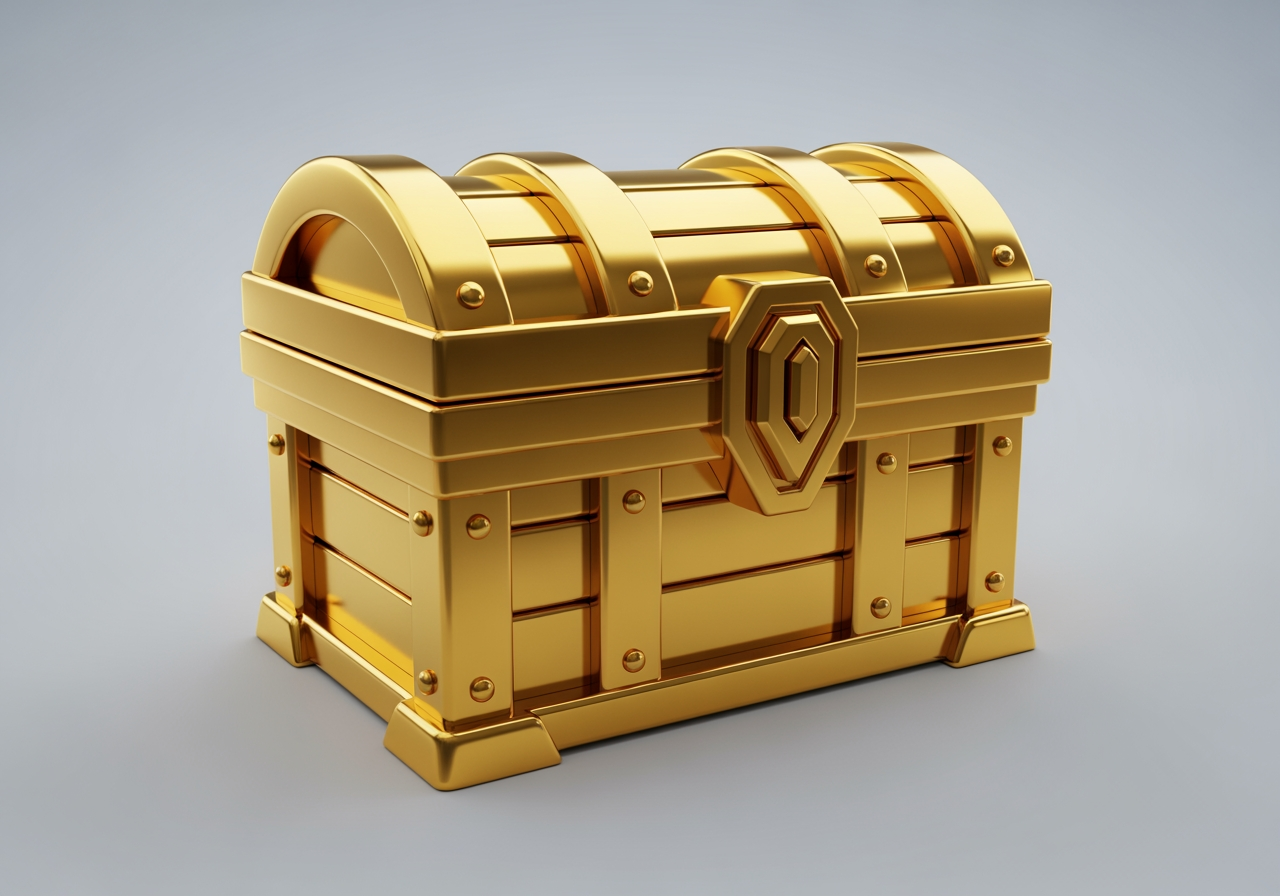 高质量金色宝箱游戏素材特写