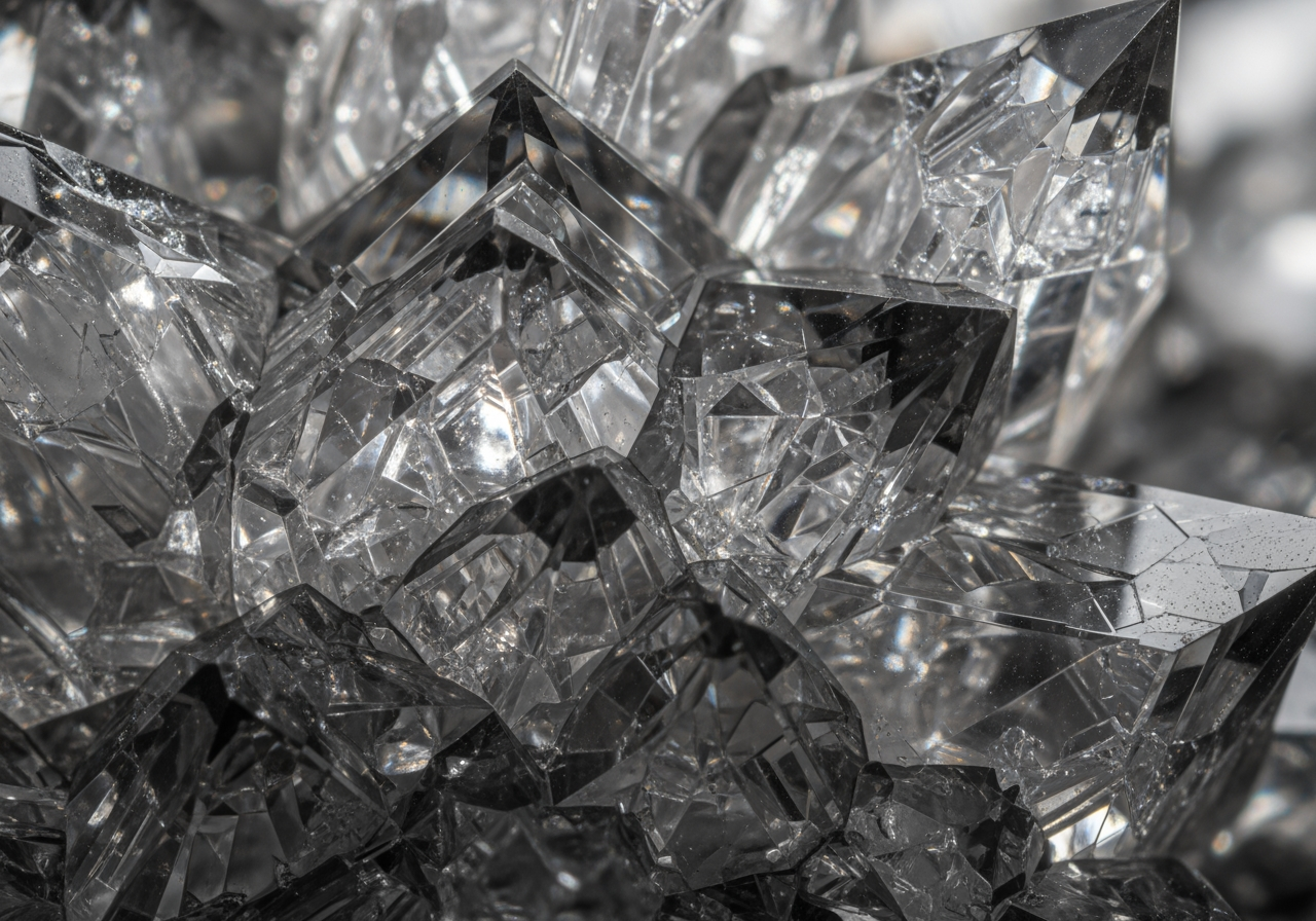 4K 업스케일링 고화질을 상징하는 정교한 크리스탈 구조의 초접사 사진