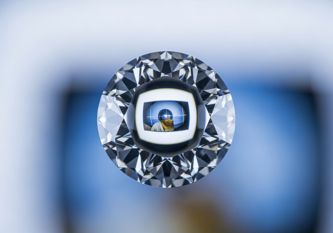 흐릿한 이미지를 고해상도 선명함으로 확대하는 다이아몬드 렌즈, 업스케일링 상징