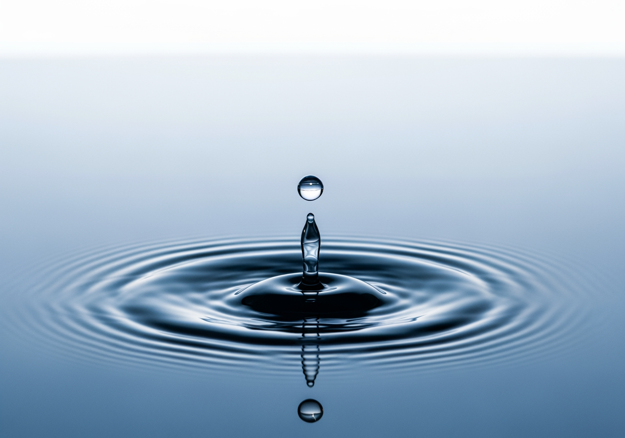 완벽한 파문을 일으키는 물방울의 매크로 샷