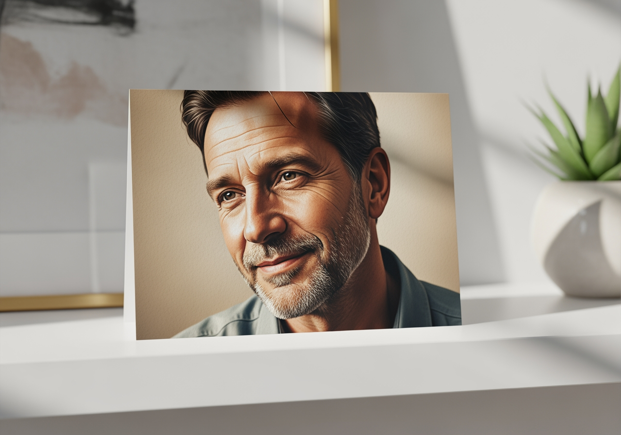 선반 위에 놓인 고품질 파더스 데이 인쇄 카드