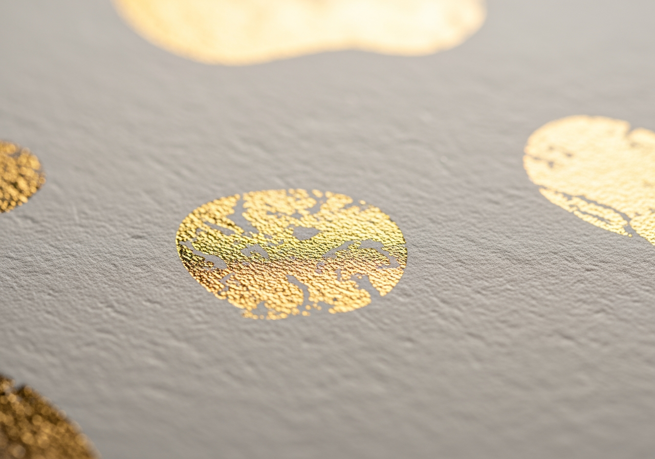 带有金箔细节的高级纸张纹理微距特写