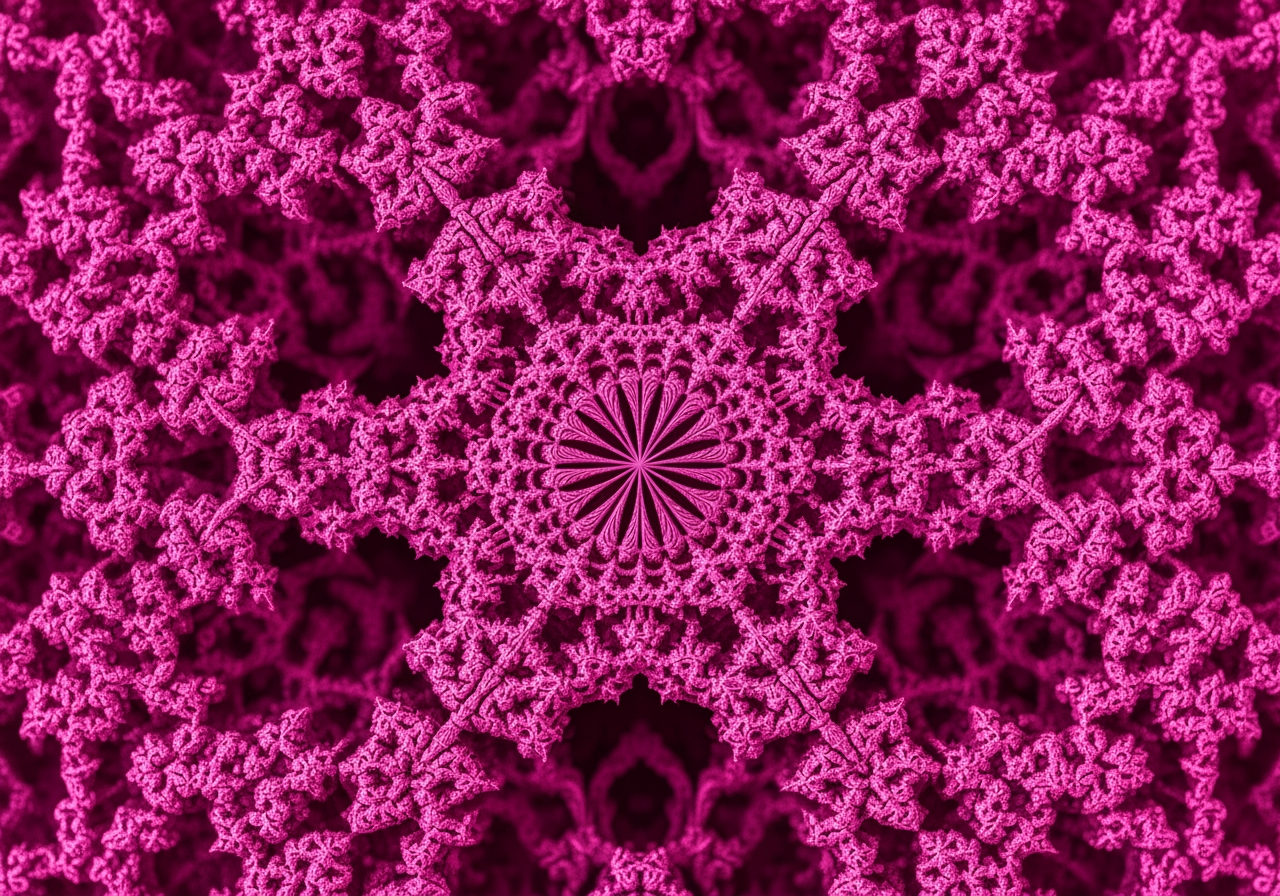 Macro close-up of an intricate Fuchsia 3D fractal pattern showing high detail