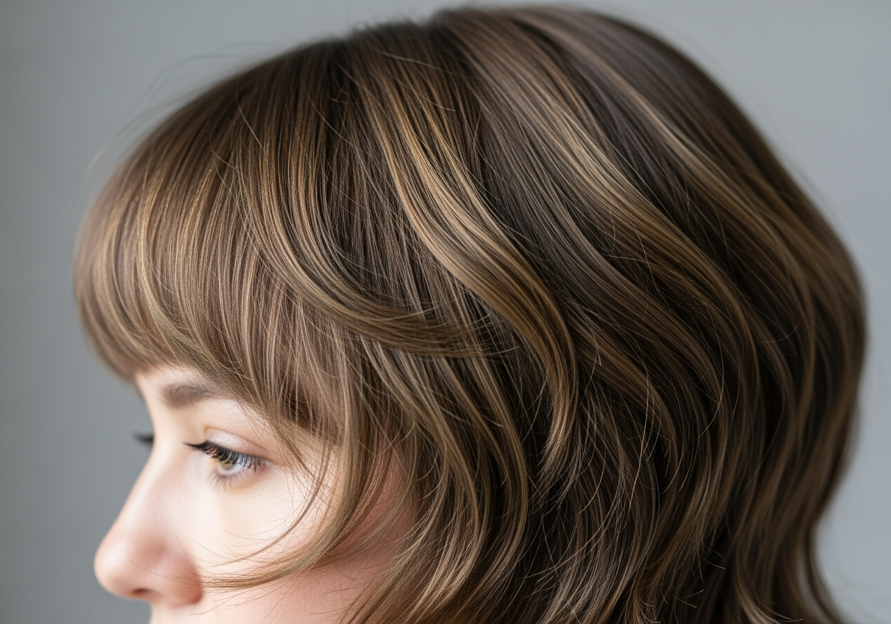 レイヤーヘアの質感を捉えた自然なクラゲカットのアップ写真