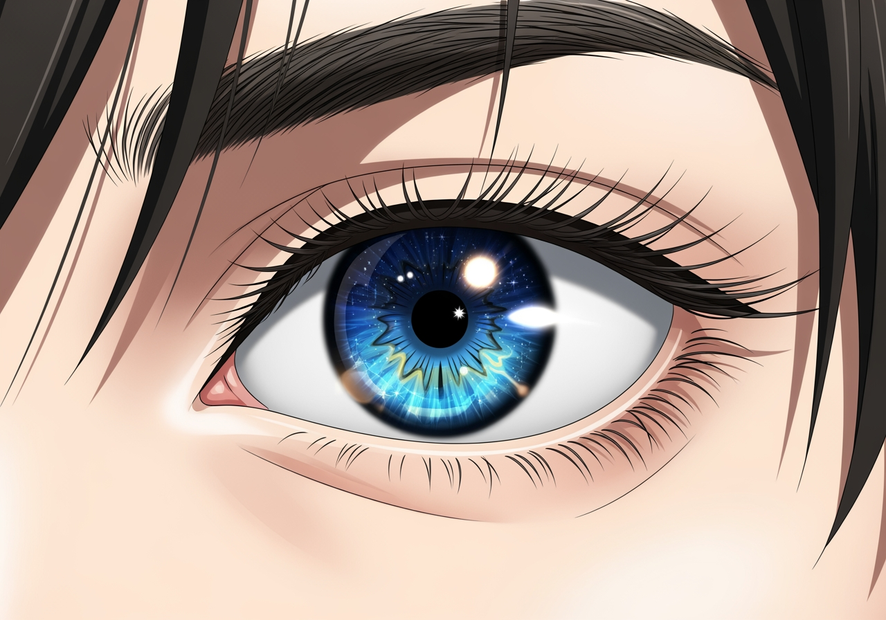 Primo piano estremo che mostra la struttura dettagliata 4K di un personaggio anime