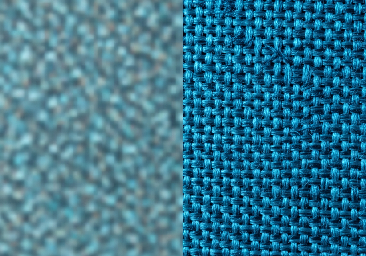 Exemplo de upscaling transformando imagem desfocada em qualidade 4K nítida