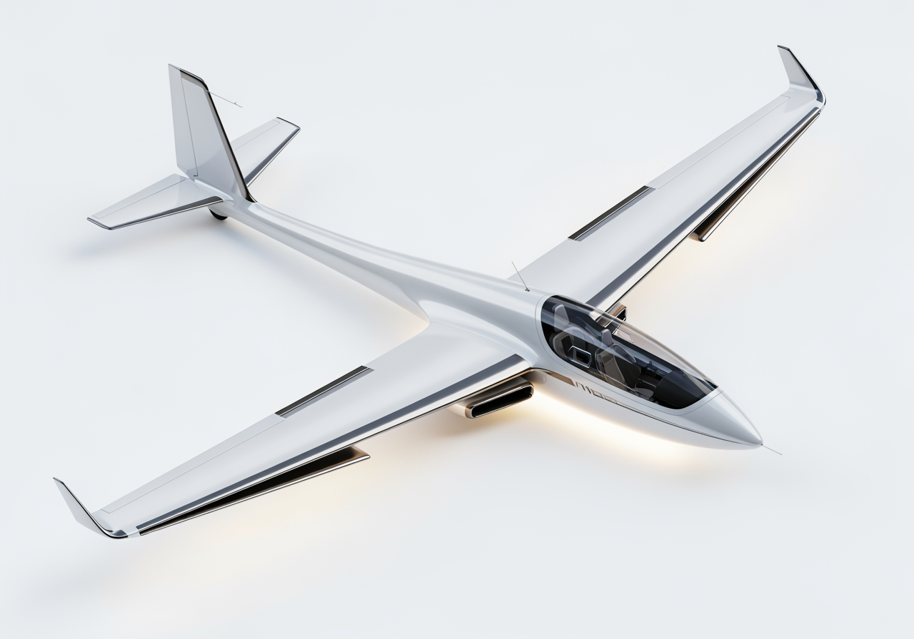 Rendering 3D isometrico di un aliante futuristico