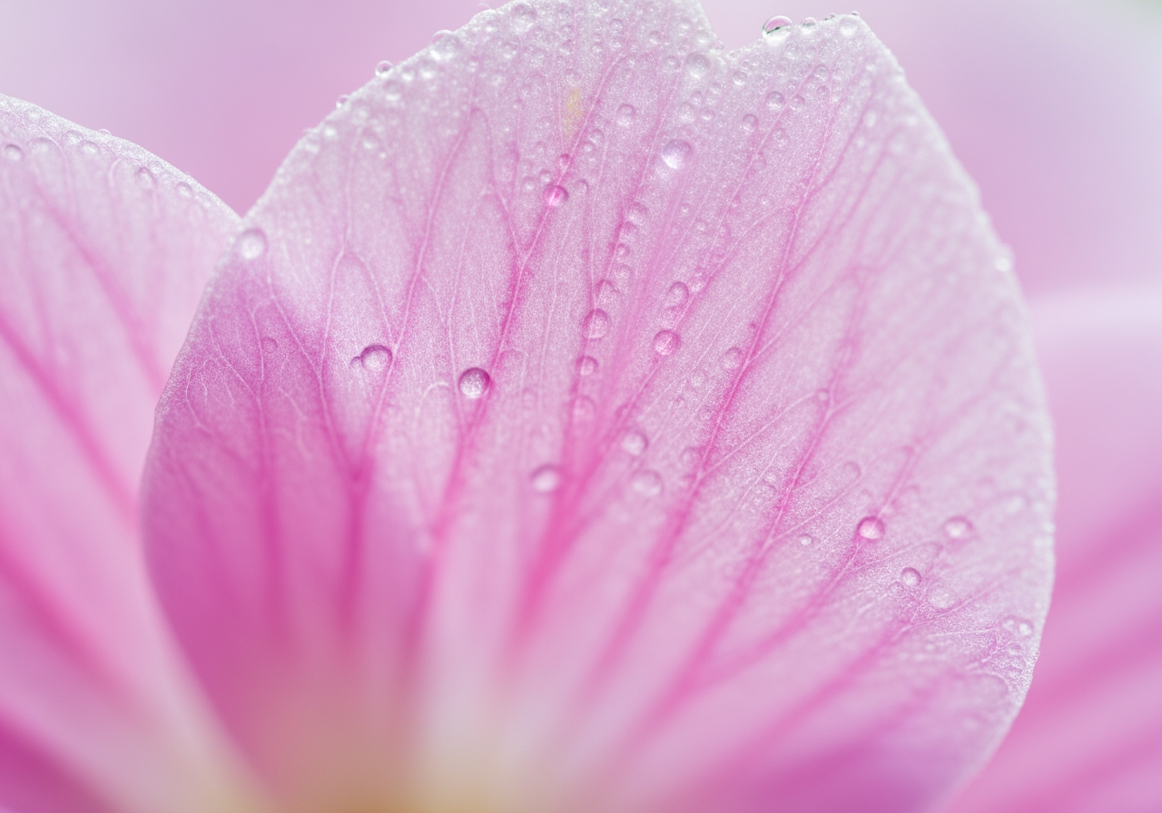 精致粉嫩淡彩花瓣的高分辨率微距摄影