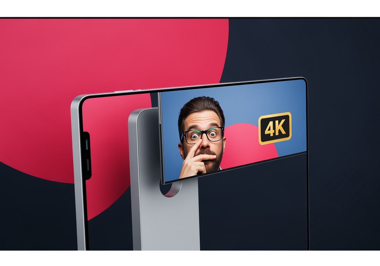 Une démonstration d'un fond d'écran amusant 4K haute résolution affiché sur un écran moderne, soulignant les détails nets et la qualité. Esthétique épurée, moderne et minimaliste.