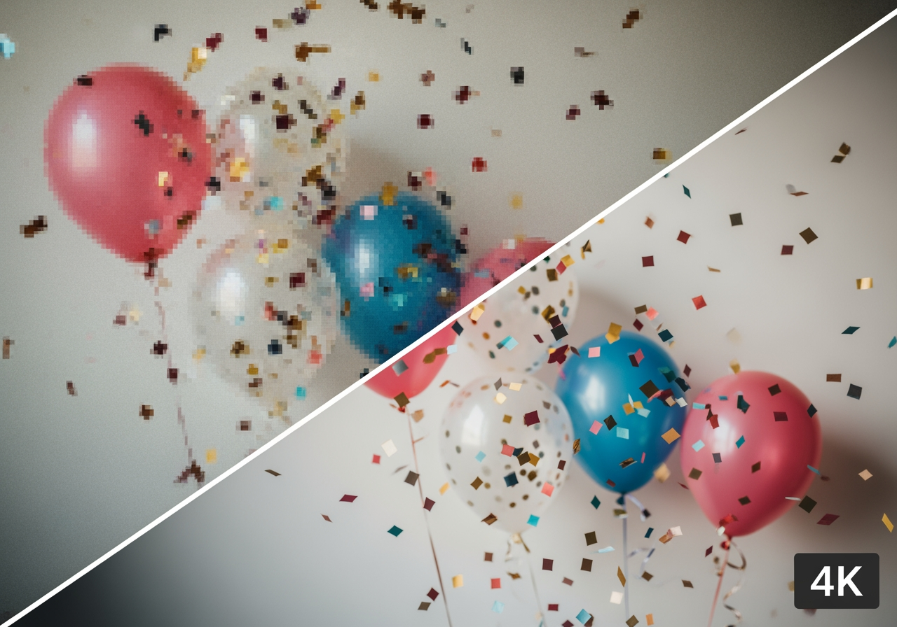 Upscaling di immagini di auguri a risoluzione 4K di altissima qualità.