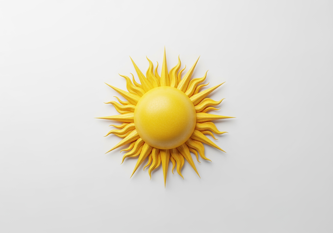 Hochauflösende, detaillierte Sonnengrafik, die die 4K-Upscaling-Qualität demonstriert.