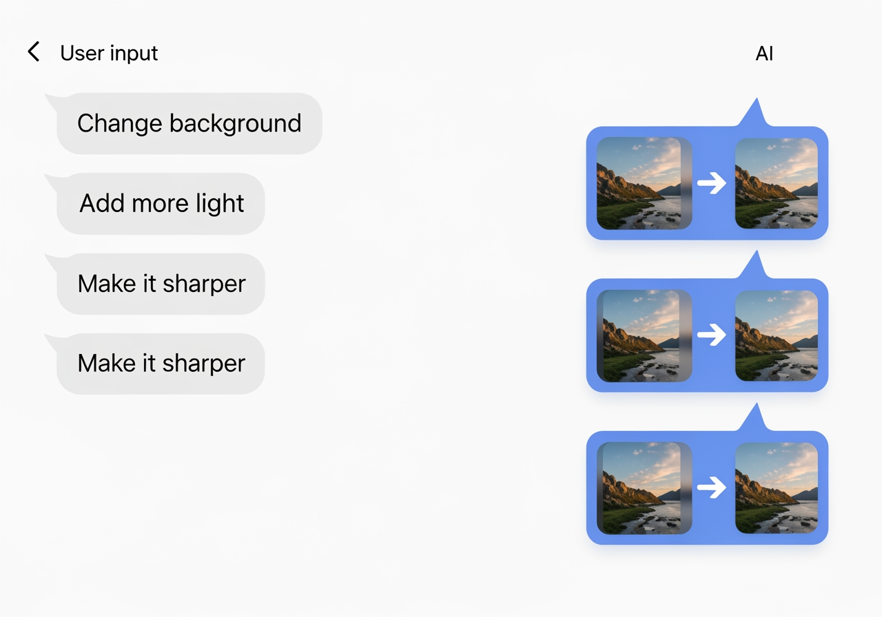 Chat interface showing conversational image editing