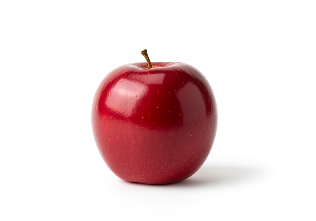 Ein hochwertiges, auf 4K hochskaliertes rotes Apfel-Clipart, bereit für den professionellen Einsatz.