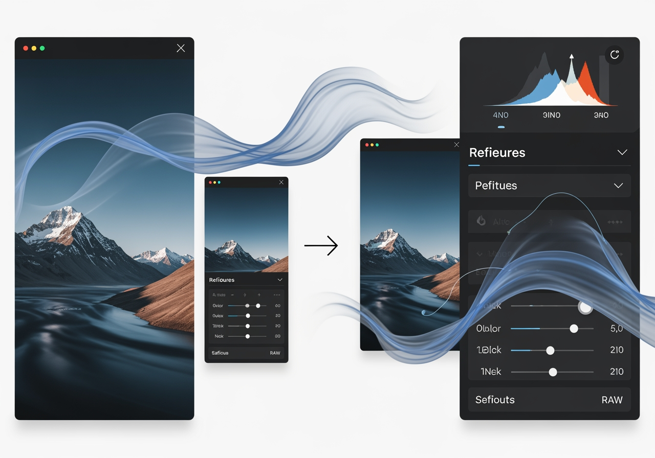 An interface demonstrating AI image editing and refinement.