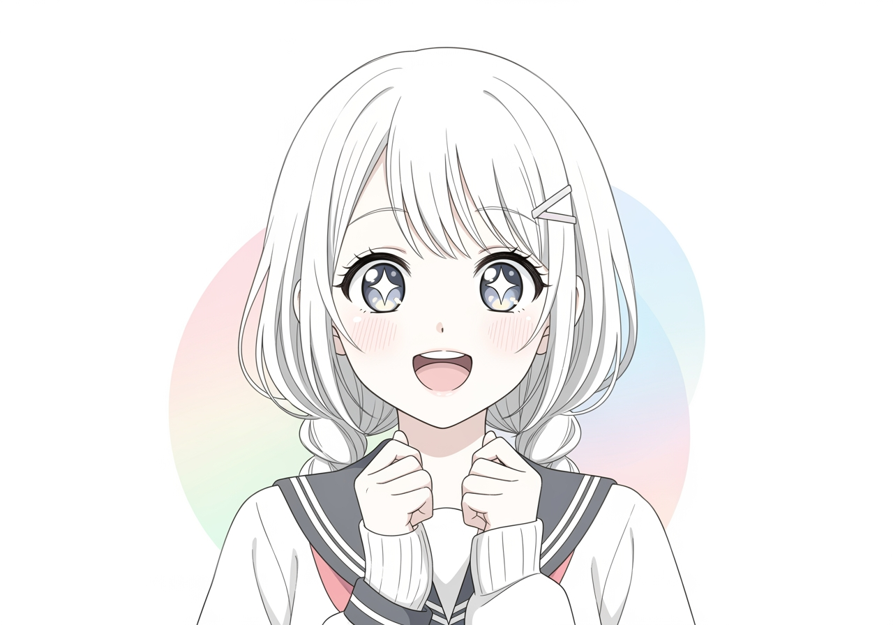 Immagine generata dall'IA di una ragazza dallo stile carino e colorato