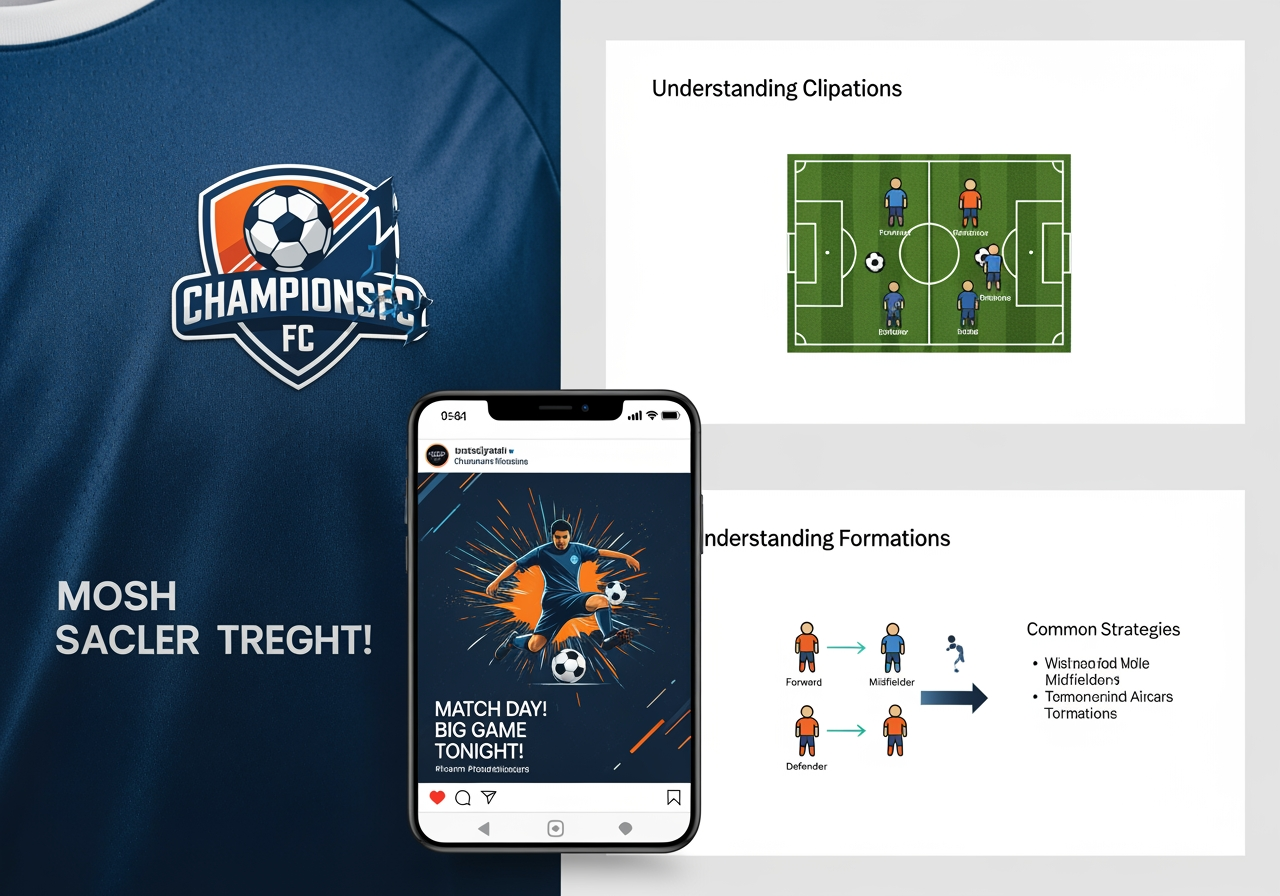 팀 로고, 소셜 미디어, 교육에 사용된 축구 클립아트 예시