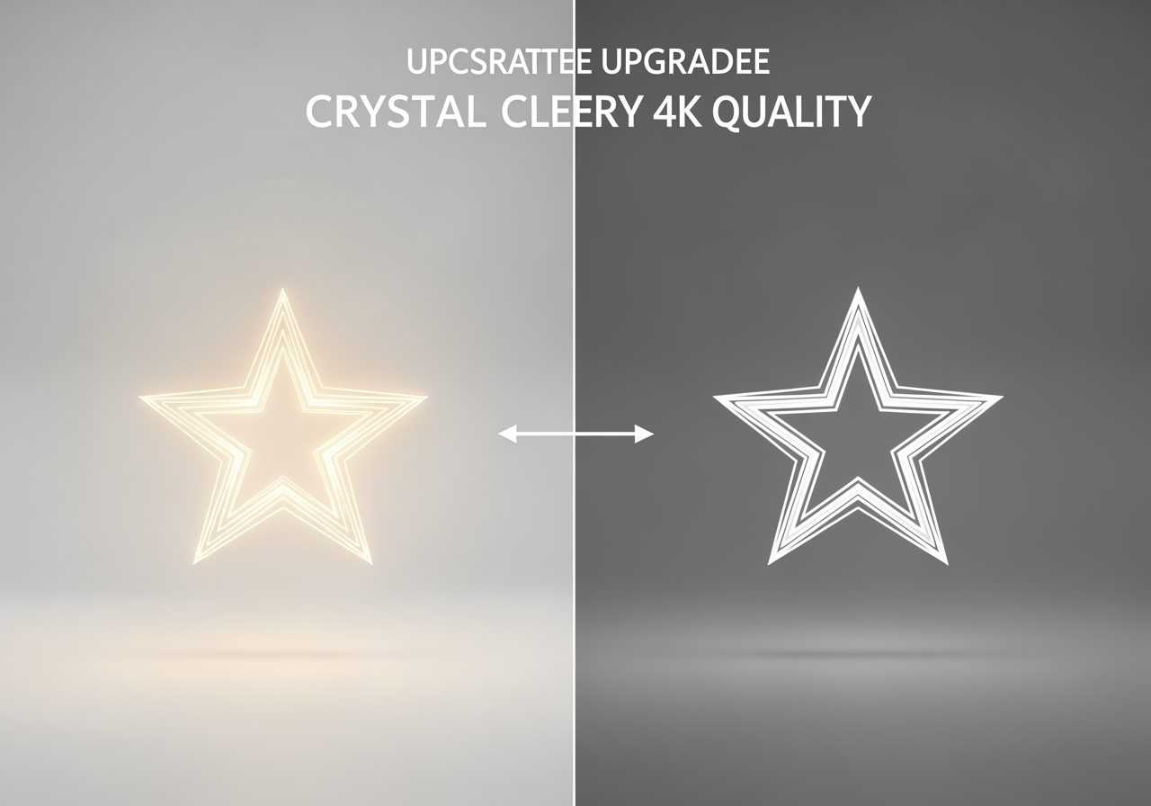 Visual che mostra un disegno di stella in fase di upscaling a una nitida risoluzione 4K.