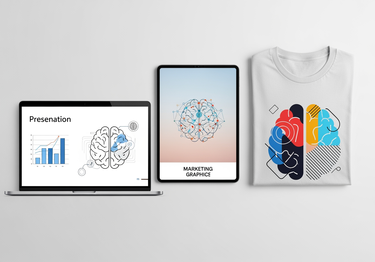 프레젠테이션, 마케팅, 상품에 사용된 뇌 클립아트.