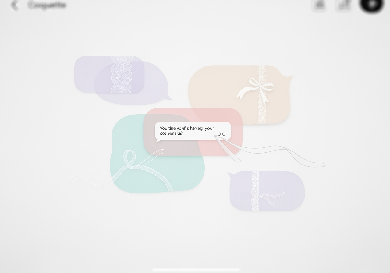 Visual astratto che raffigura l'editing conversazionale per sfondi coquette, evidenziando la facilità d'uso e la personalizzazione.
