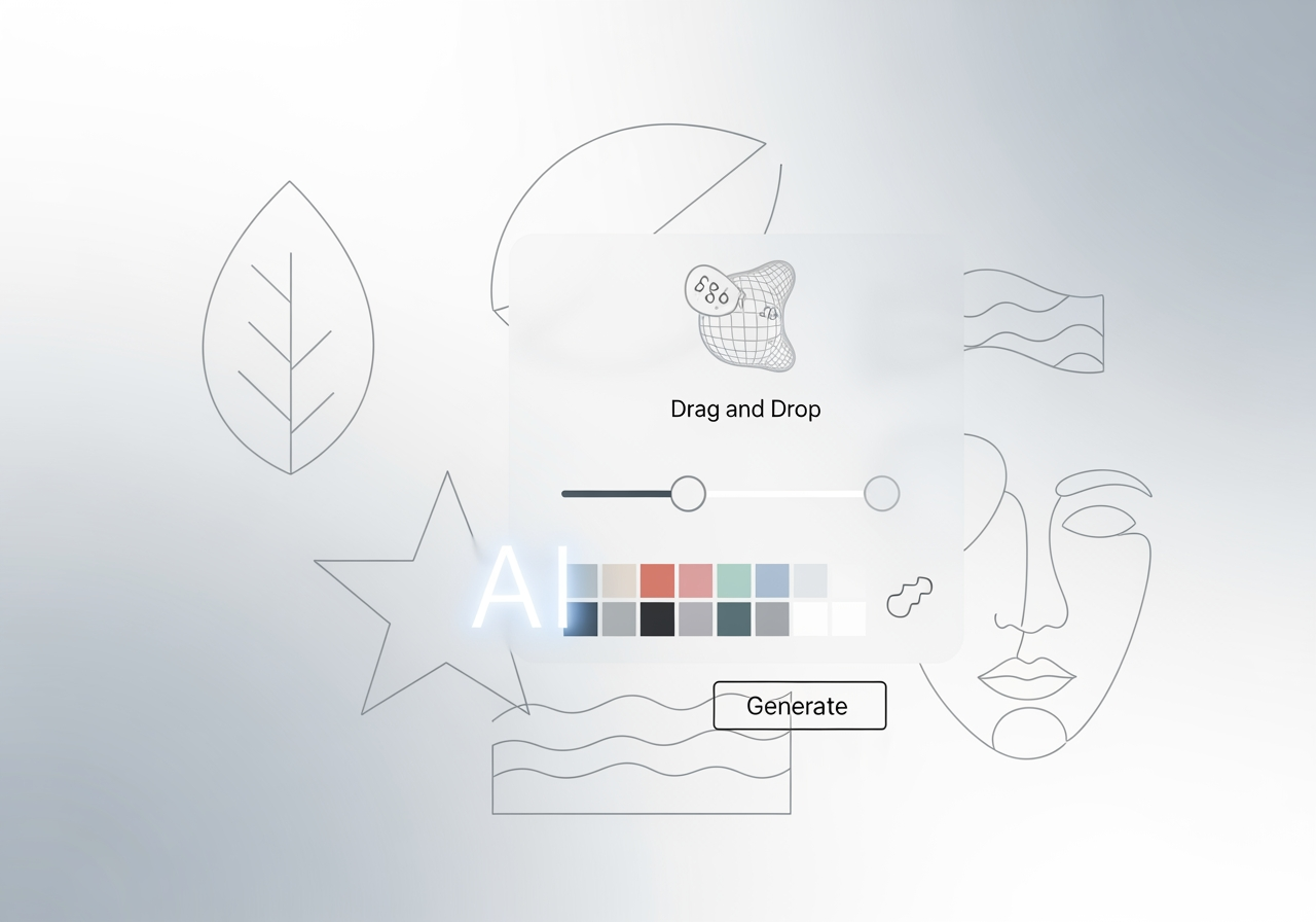 塗り絵ページのAI支援によるカスタムデザイン作成の抽象的でミニマリストな表現。
