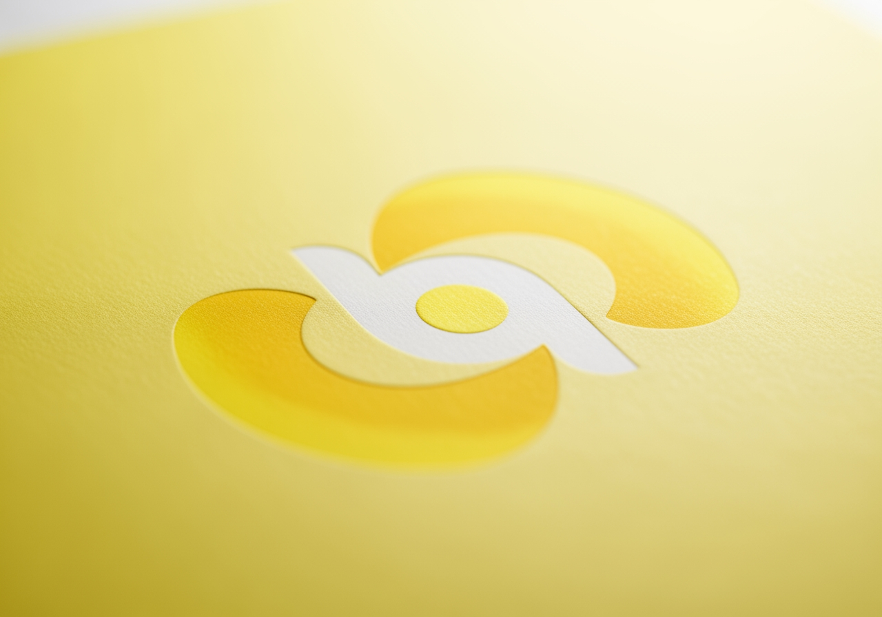 Symbol für Wärme und Positivität: ein Markenlogo oder Marketingmaterial in einem weichen, einladenden hellgelben Farbton, das Freundlichkeit und positive Energie betont.