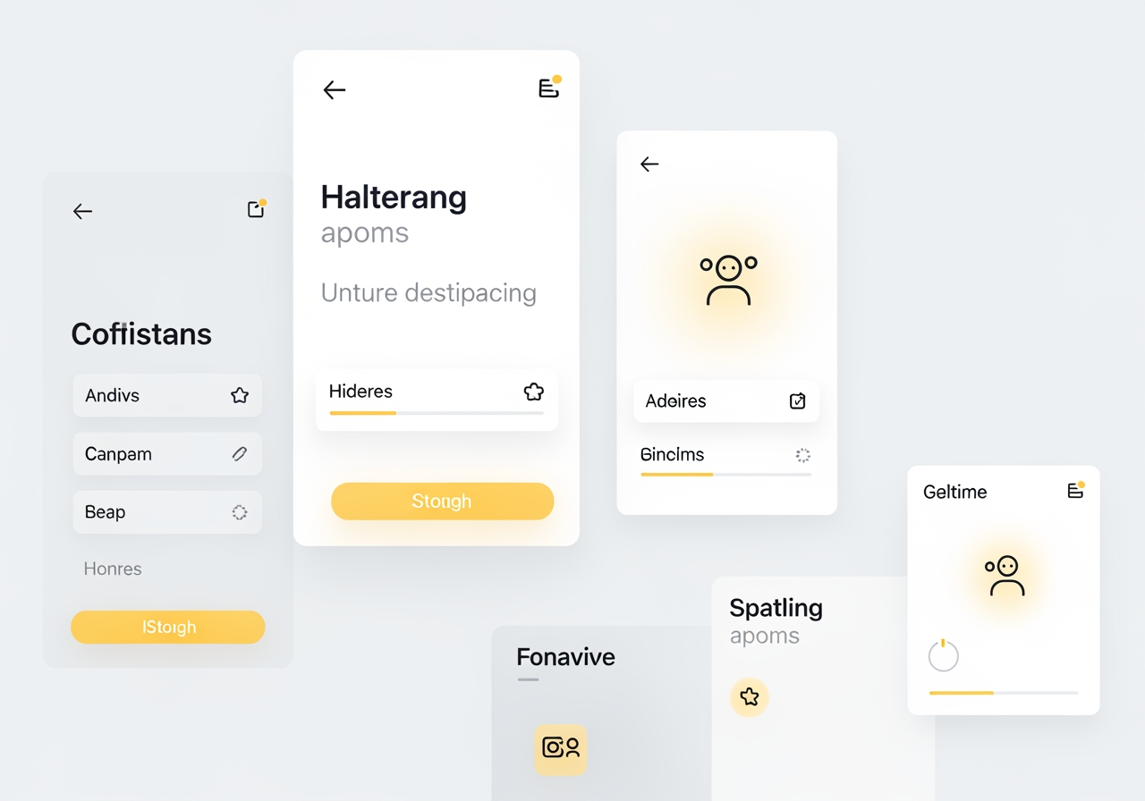 Trendiges UI/UX-Design: eine moderne App- oder Website-Oberfläche mit hellgelben Akzenten, die die Augenbelastung reduzieren und die visuelle Attraktivität erhöhen.