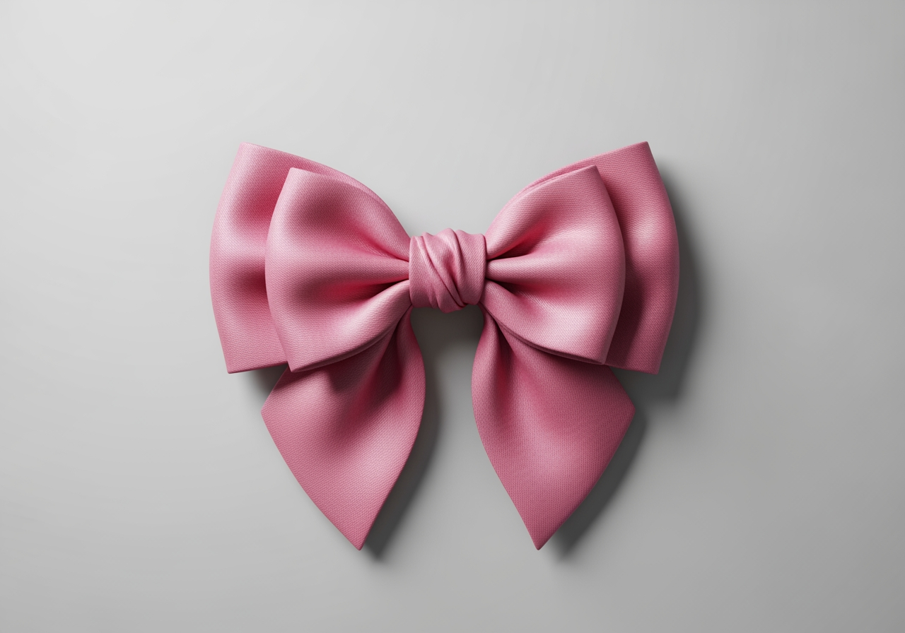 Imagen de primer plano de alta calidad de un lazo rosa de satén perfectamente atado