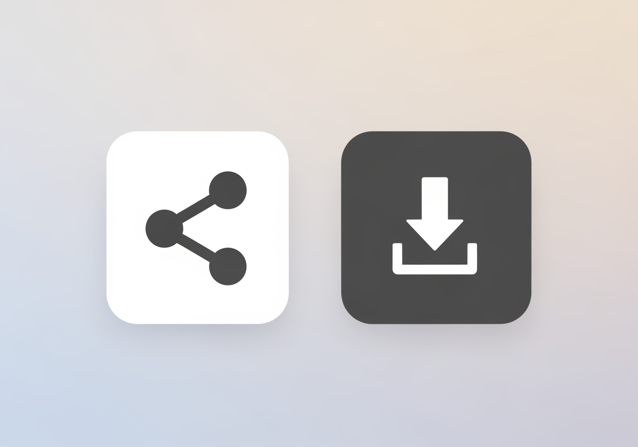 Minimalist icons representing easy sharing and high-quality downloads of hairstyles.