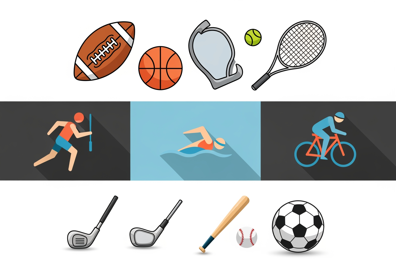 Vielfältige Stile von KI-generierten Sport-Cliparts