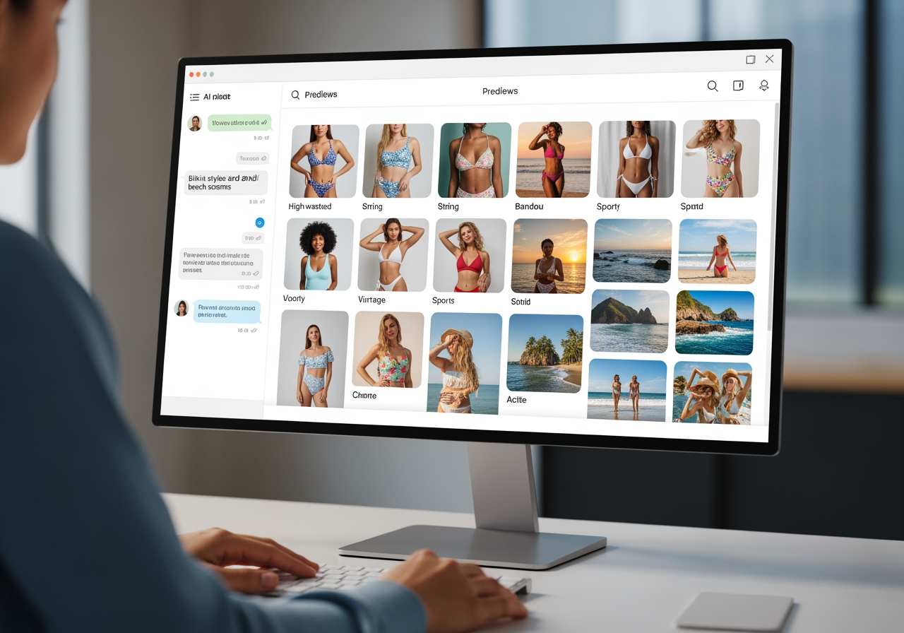 Interfaz de chat de IA para generar fácilmente fotos de bikini