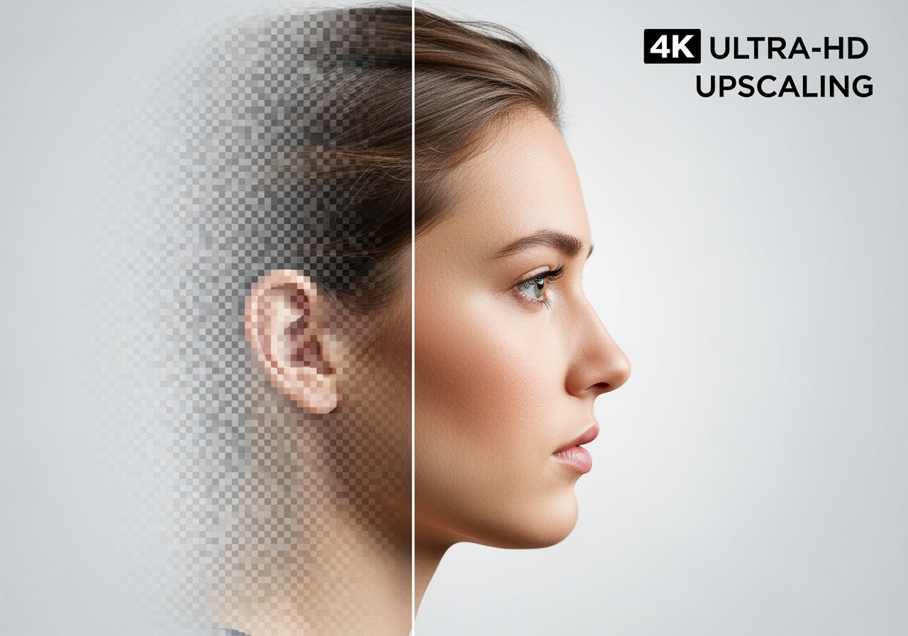 Escalado 4K ultra-HD de fotos de perfil para mayor claridad