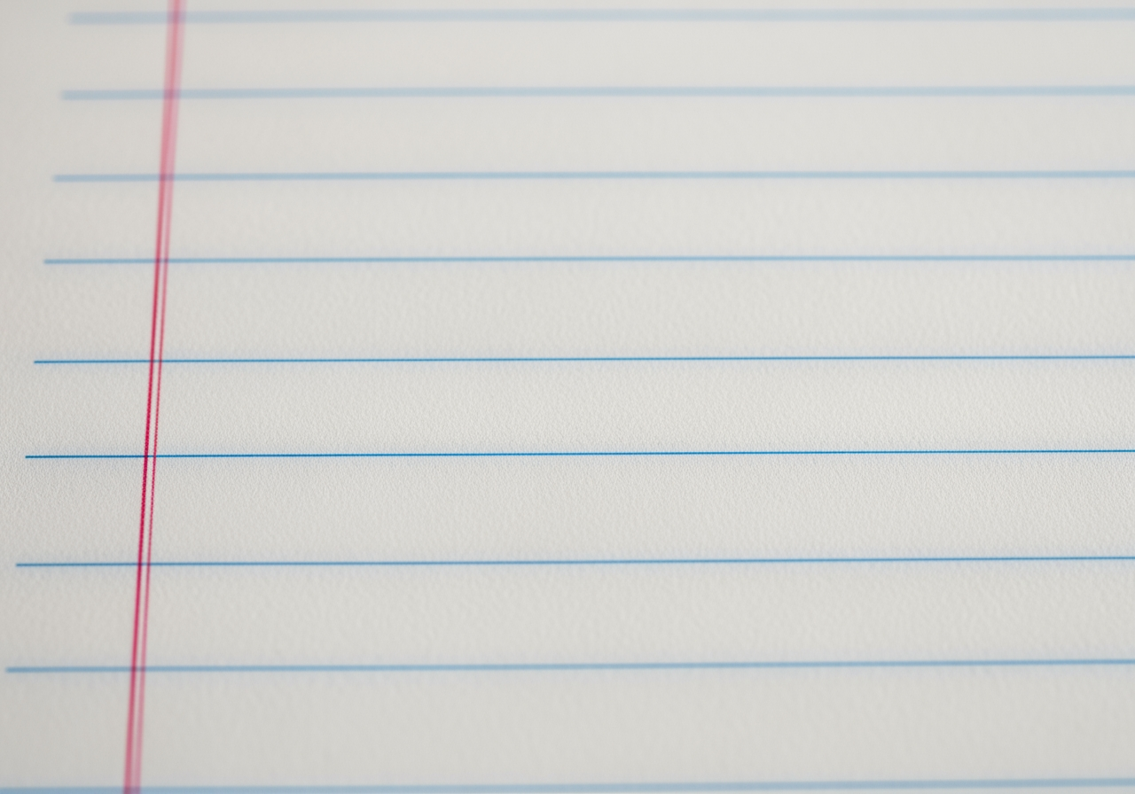 Detailansicht von liniiertem Notizbuchpapier mit subtiler Textur.