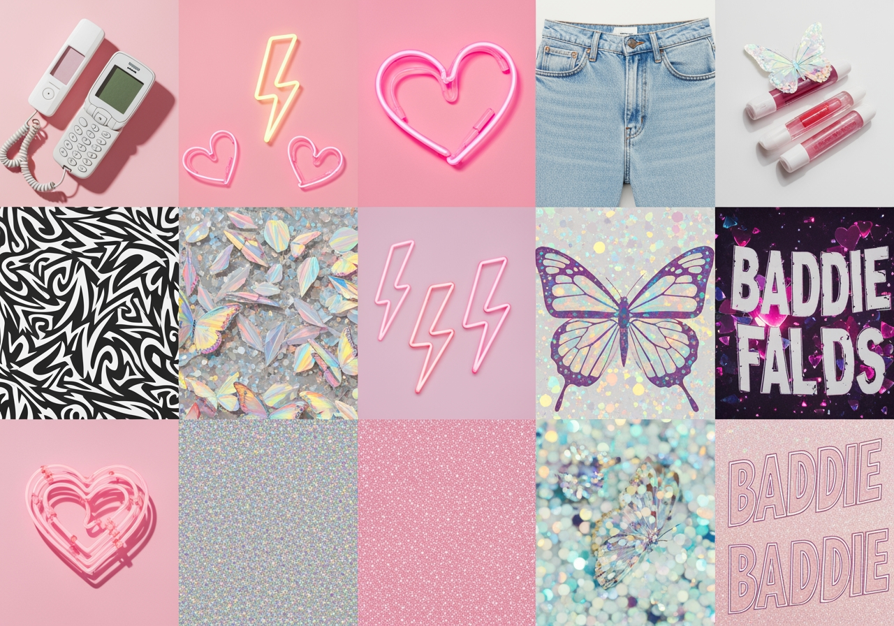 다양한 Baddie 스타일 배경화면 콜라주