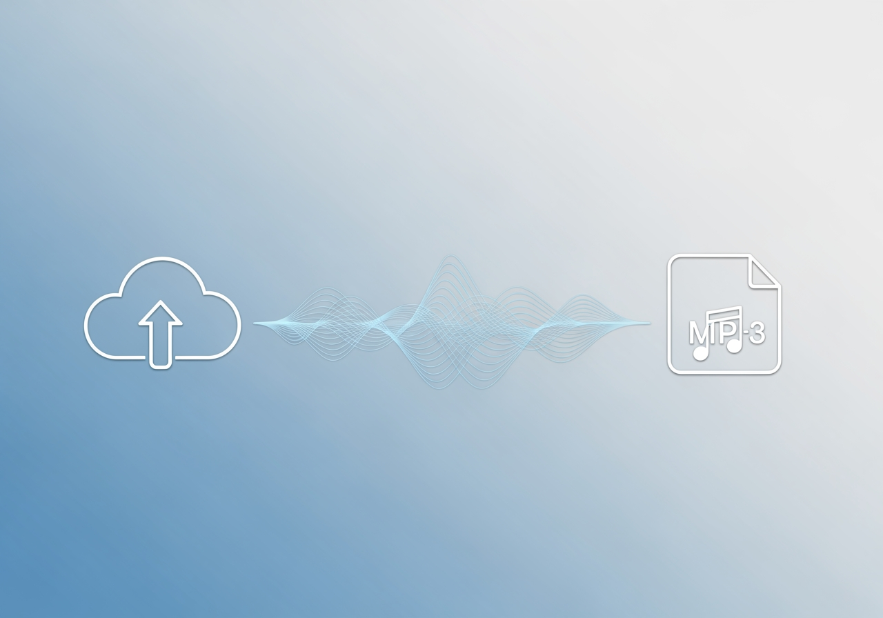 Illustration d'un flux de travail transparent du téléchargement de fichier au téléchargement MP3.