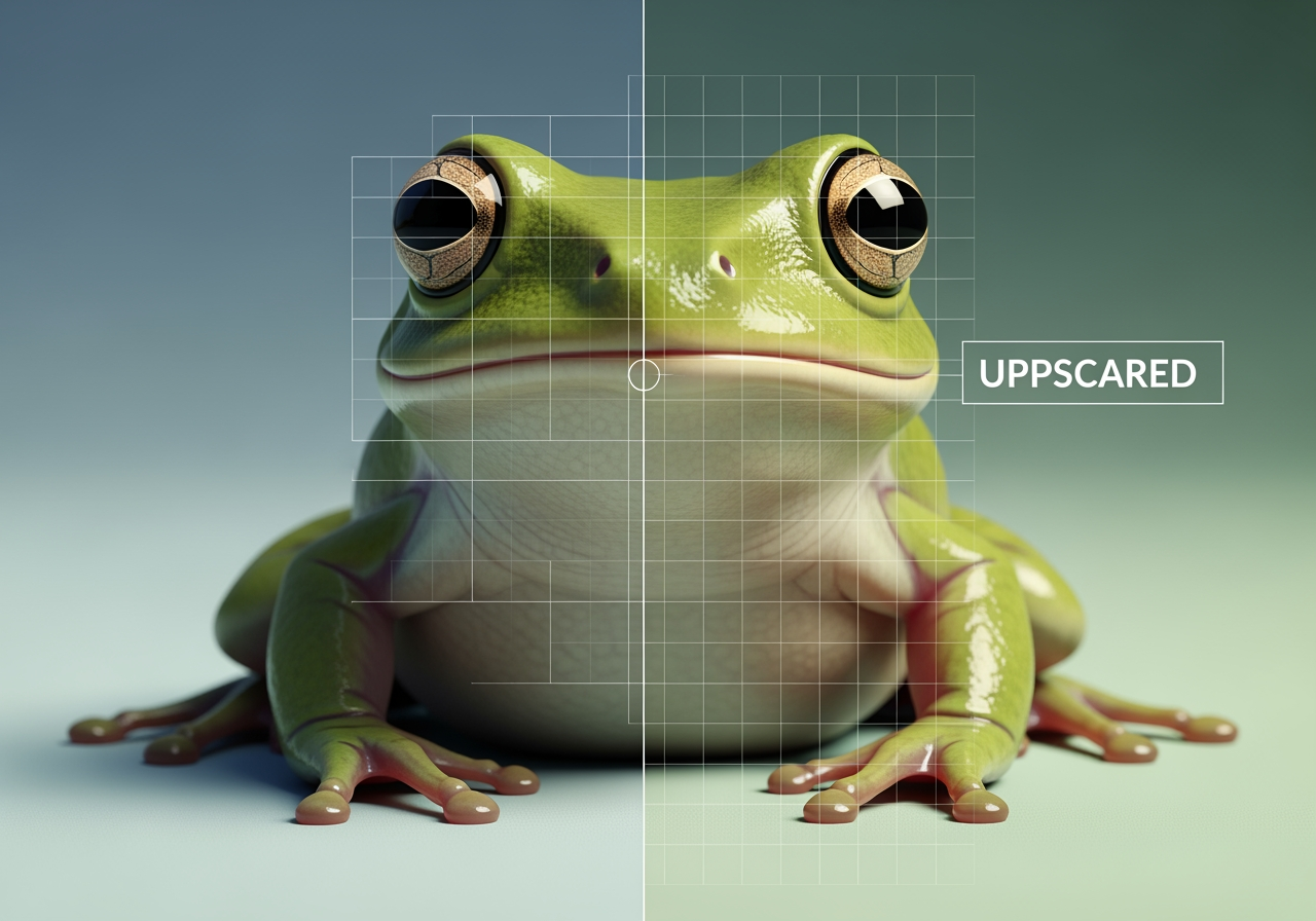 4K 해상도로 확대되는 귀여운 개구리 이미지