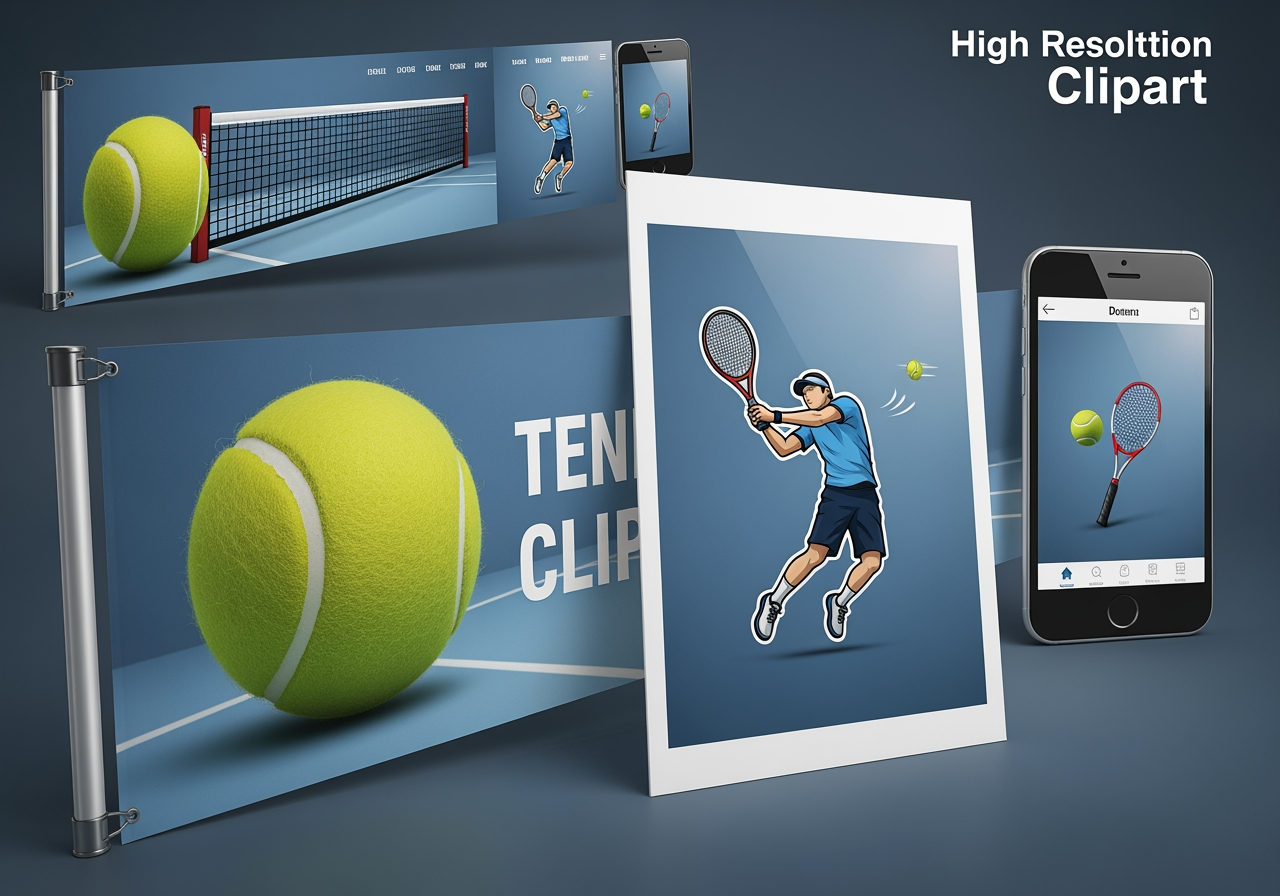 상업적 사용 준비가 된 고해상도 4K 테니스 클립아트 자산.