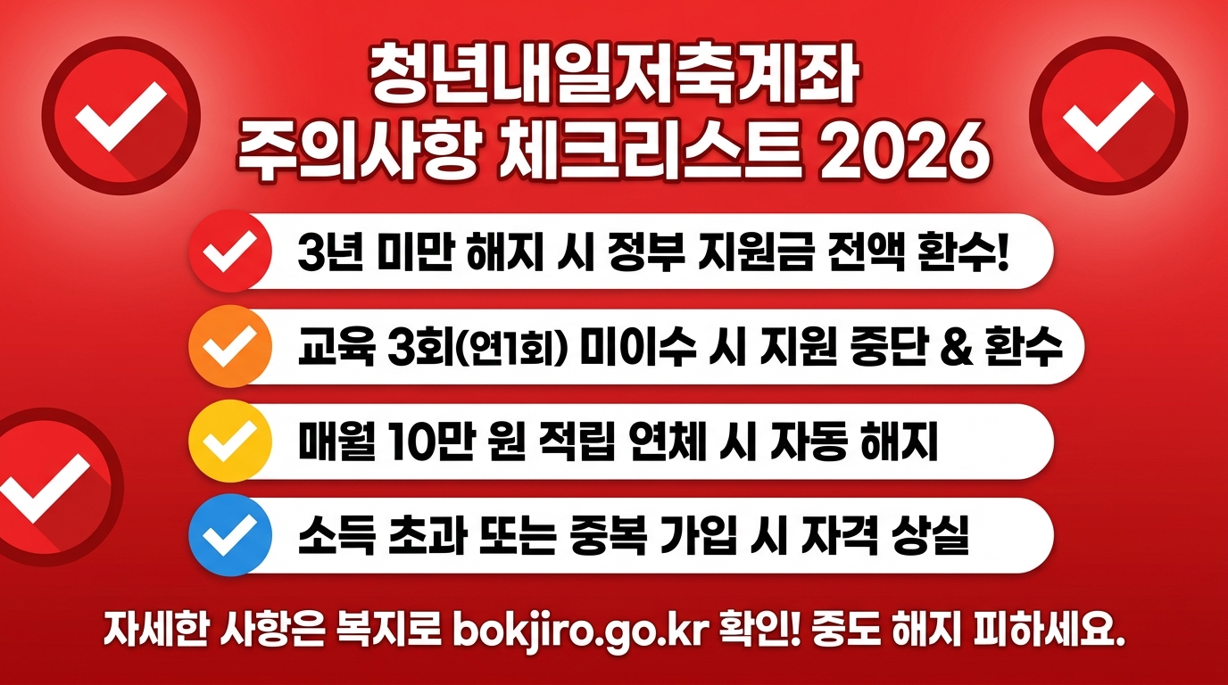 청년내일저축계좌 주의사항 체크리스트 2026